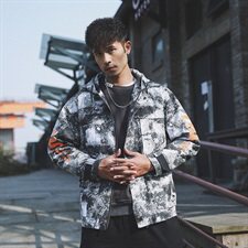 2021外景秋季新日系大码男迷彩工装夹克连帽外套J958-P85，男装夹克，电商A001