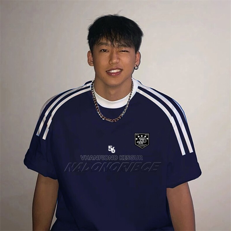 夏季美式高街重磅纯棉三条杠织带撞色男女短袖T恤ZD392-特P30,男装T恤,电商A486