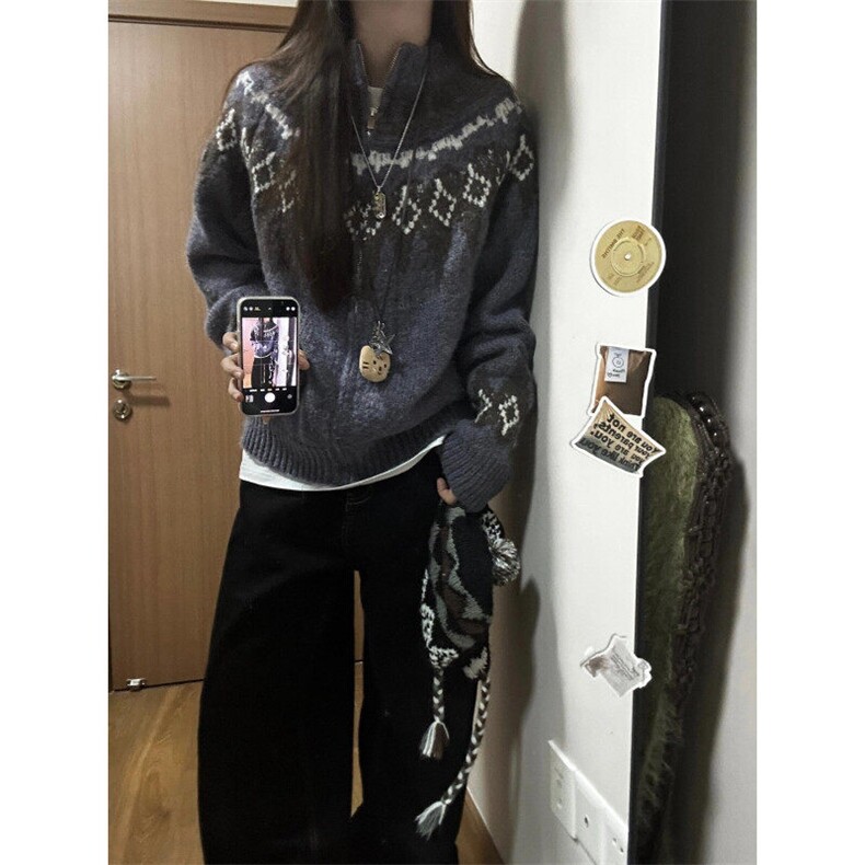 【有货】MY368CC-特P70 费尔岛提花开衫毛衣男女慵懒针织衫外套图片