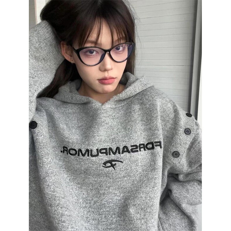 字母提花连帽针织衫女秋冬新款设计感拼接长袖上衣潮MY372,男装针织衫/毛衣,星座1116A（原606A-3）