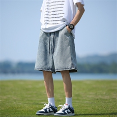 牛仔短裤男夏季日系复古水洗五分裤潮牌ins宽松休闲中裤M7700-p38，男装牛仔裤，星座1008