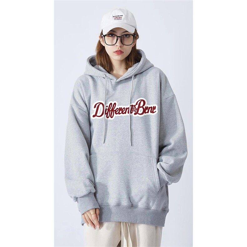 抖音得物 高品质印花连帽卫衣 秋冬装美式宽松连帽纯色卫衣ADL124图片