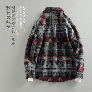 特P58无差价秋新毛呢复古民族风宽松男休闲大码呢料夹克外套J565图片