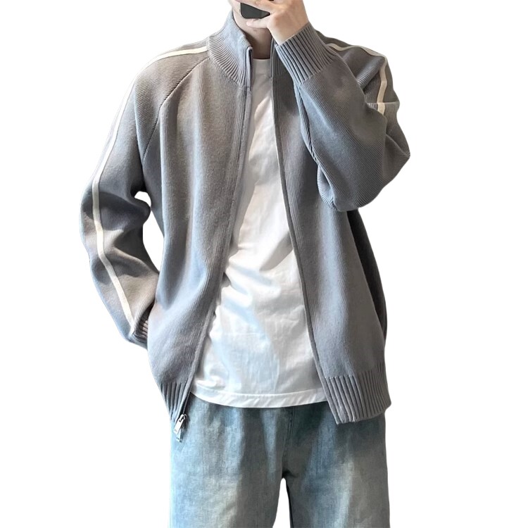 网图84887-P70男士拉链半高领毛衣秋冬新款开衫针织外套男简约,男装针织衫/毛衣,电商D310B