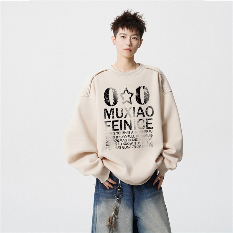 得物供货、重磅420克现货圆领卫衣宽松HD019-1-WY2534LL-P35,男装卫衣,电商019-1