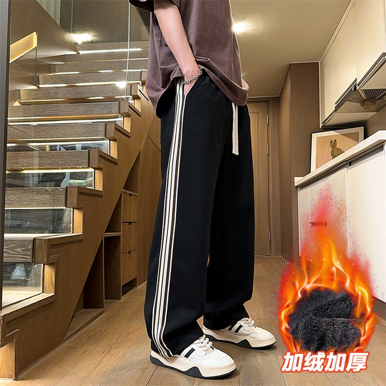 直筒加绒加厚运动裤男秋冬工装休闲宽松阔腿长裤D016-P45加绒P50,男装工装外套,星座509