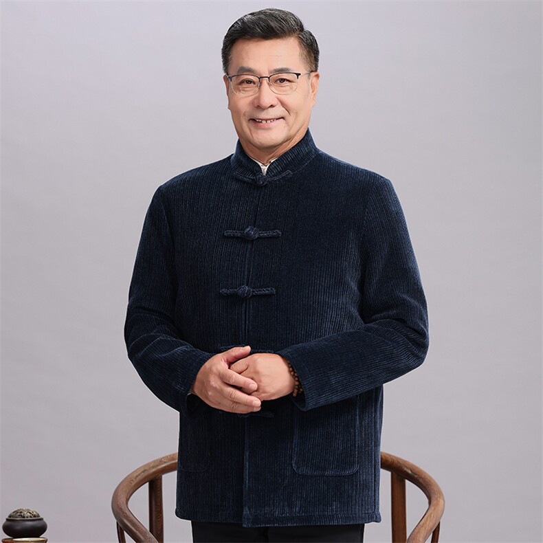 男士风唐装中老年90绒羽绒服复古盘扣羽绒服套装中式爸爸男装,男装羽绒服,钱塘723