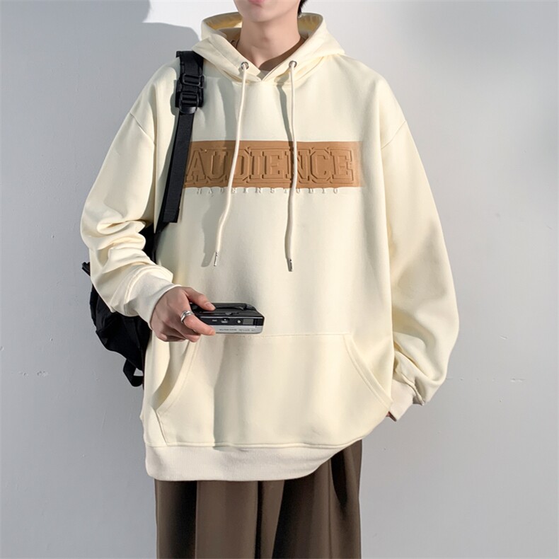 EQ190 凹凸印花连帽套头卫衣男装港风潮流春季外套P58图片
