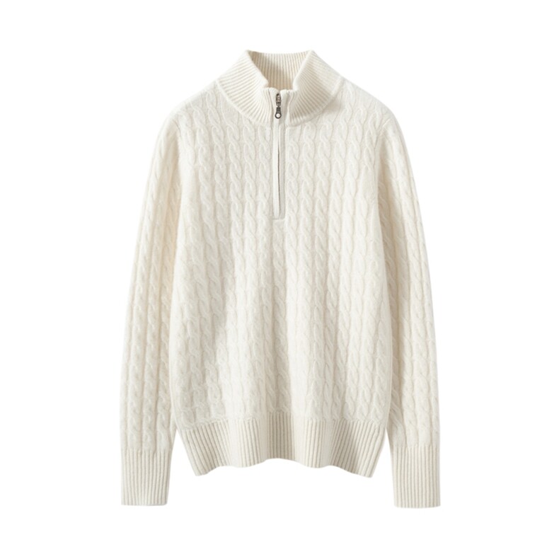 2025春秋新款羊绒衫女100纯山羊绒半高领套头长袖纯色针织套衫，女装羊绒衫，雪山红莲