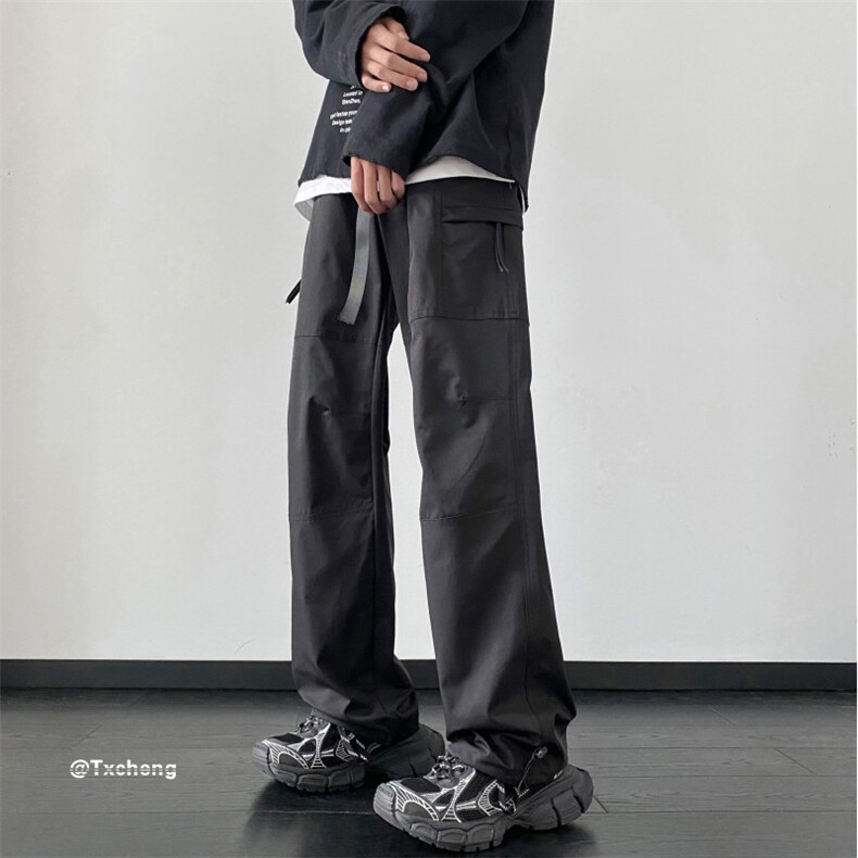 抖音品质山系休闲裤宽松直筒调节腰带裤子B315-K23435-p50控68,男装休闲裤,电商B315