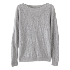 山羊绒圆领菱形格羊绒衫女短款纯色羊绒衫，女装羊绒衫，绒美人羊绒