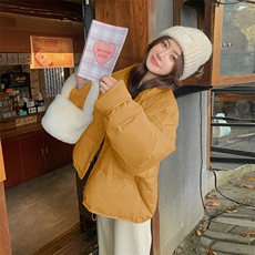 粉色立领短款羽绒服女2025年冬季新款今年流行超好看小个子面包服，女装羽绒服，2C129