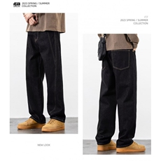 1506-1/K89201/P49轻澜黑色牛仔裤男直筒宽松休闲大码阔腿裤百搭，男装牛仔裤，星座1506-1