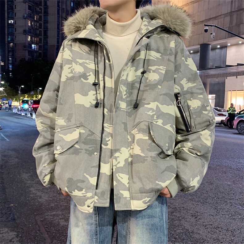 美式毛领派克棉服男冬季加厚工装棉衣情侣外套M060-P110迷彩P115,男装棉衣,星座308B-2