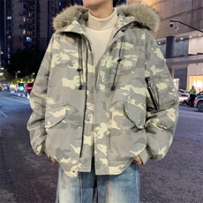 美式毛领派克棉服男冬季加厚工装棉衣情侣外套M060-P110迷彩P115，男装棉衣，星座308B-2