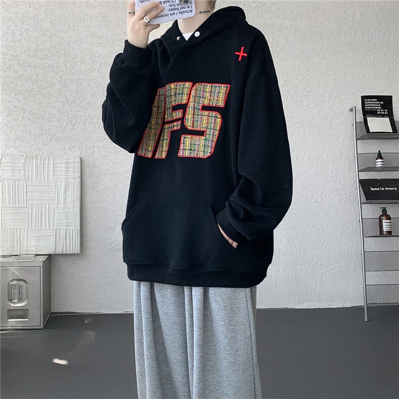 重磅贴布刺绣卫衣大码春秋连帽衫硬挺外套美式休闲上衣WY9108/P65,女装短外套,电商B238