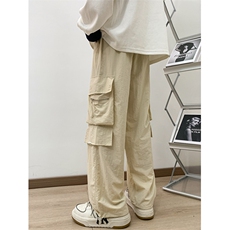 美式复古高级感拼接秋冬牛仔裤男宽松高街阔腿垂感直筒裤长裤，男装休闲裤，星座716-2