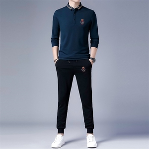 DZF-760钱塘2020-3中年男士秋季新款时尚休闲翻领简约套装P102图片