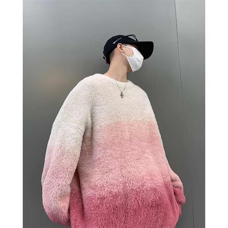 美式圆领加厚毛衣男潮牌宽松慵懒风保暖情侣百搭针织衫,男装针织衫/毛衣,星座716-3