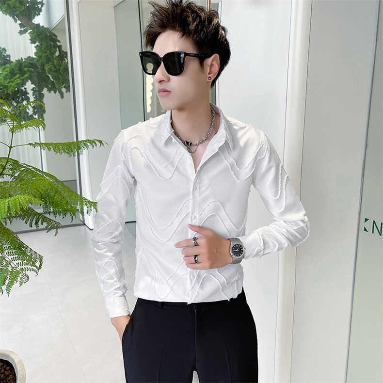 301A-1/H506/P5824秋季男士新款工艺纯色长袖衬衫男休闲修身衬衣,男装衬衫,星座301A-1