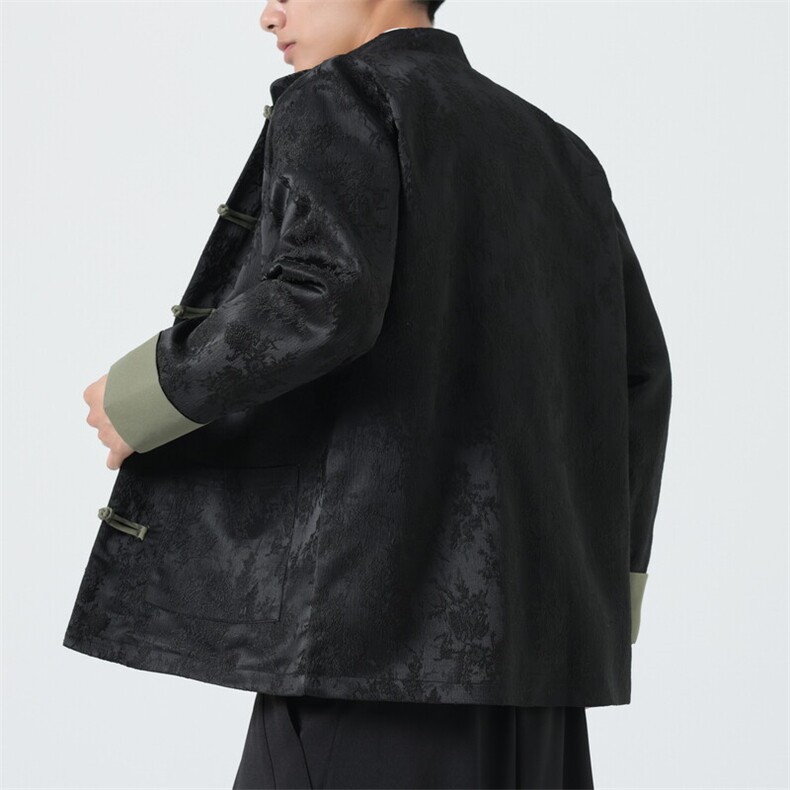 男士外套浮雕梅花夹克盘扣立领唐装风XZ1512-2504单夹克-P80,男装夹克,星座1512