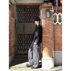 美拉德棕色假两件短款飞行员夹克男士秋冬季双领设计感棒球服外套，男装夹克，四季星座505