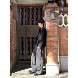 美拉德棕色假两件短款飞行员夹克男士秋冬季双领设计感棒球服外套图片