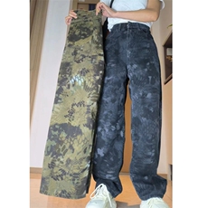 抖音直播夏男女牛仔裤蛇皮迷彩弯刀中性风长裤A929P50，男装牛仔裤，星座1013
