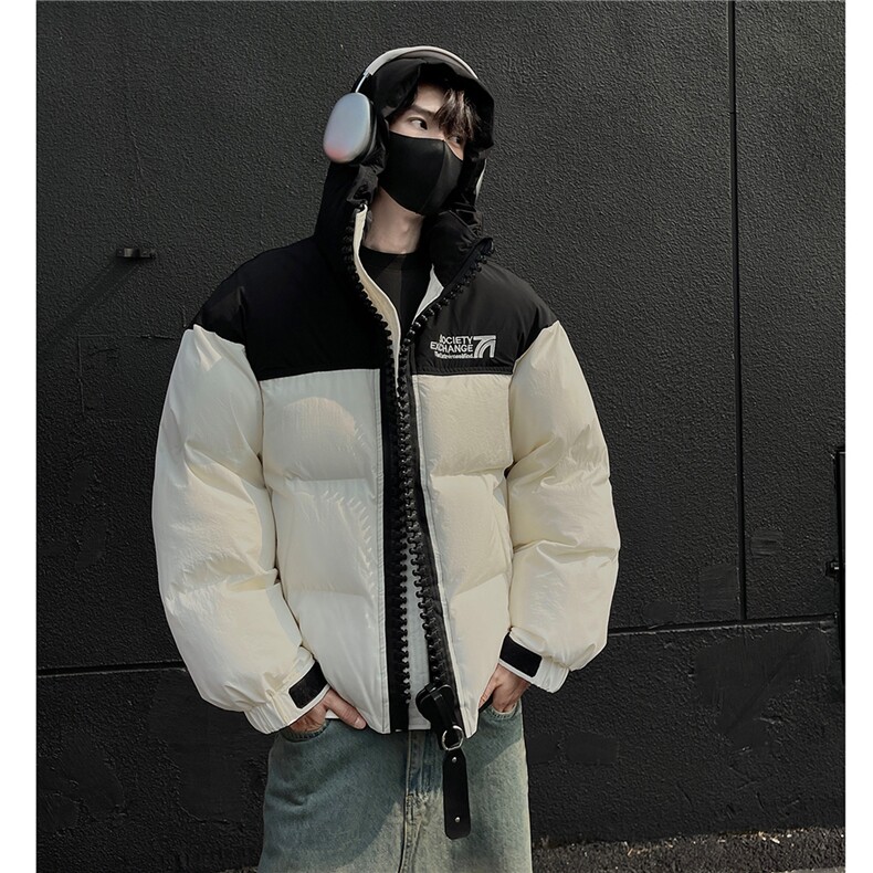 极寒保暖美式连帽大拉链羽绒棉衣加厚撞色宽松外套男H1028P158,男装棉衣,电商A341