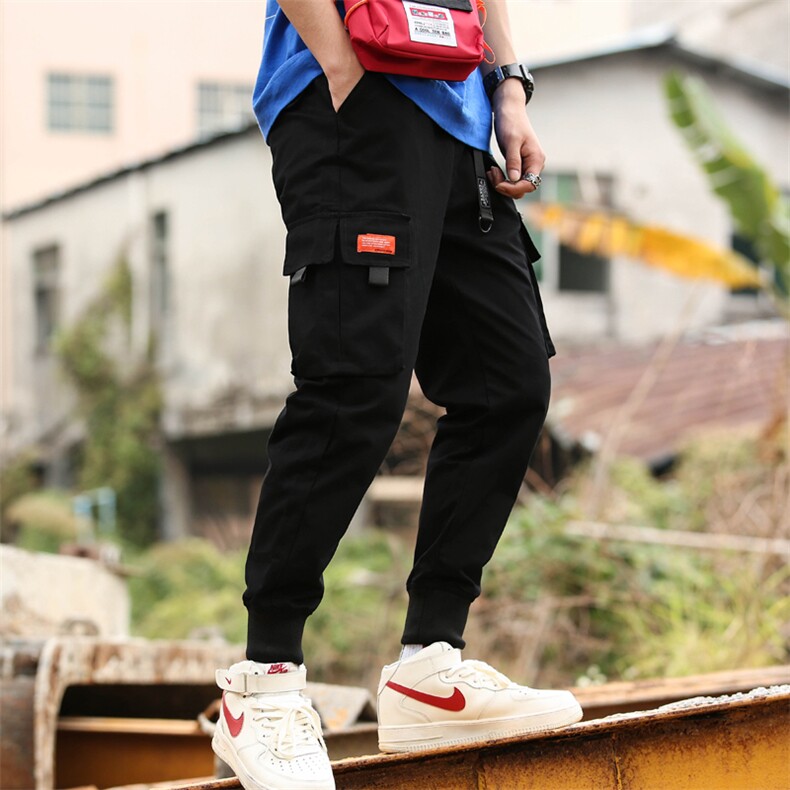 国潮工装裤男潮牌束脚小脚哈伦裤多口袋休闲裤男宽松裤K6050-20，男装休闲裤，星座509