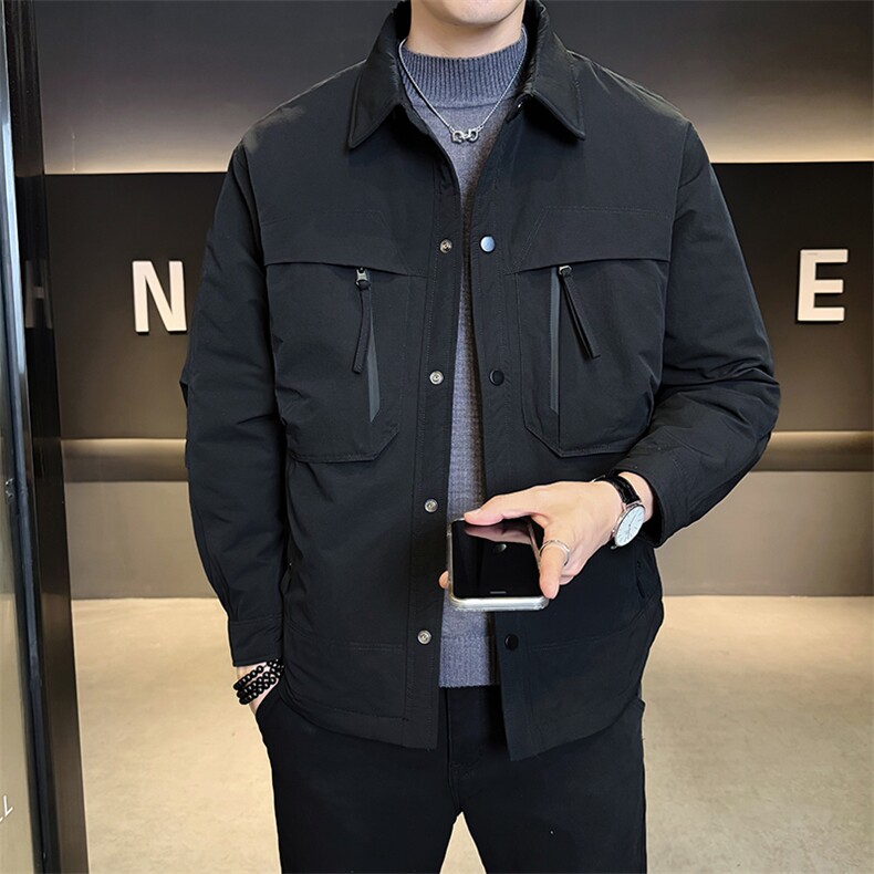 标轻薄羽绒服男工装风冬季潮流翻领短款外套男士夹克3507-P185,男装夹克,电商D327