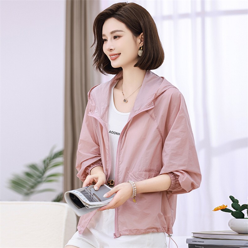 防晒衣女夏季2025新款防紫外线透气时尚百搭连帽开衫防晒服薄外套，女装防晒衣，独衣靓