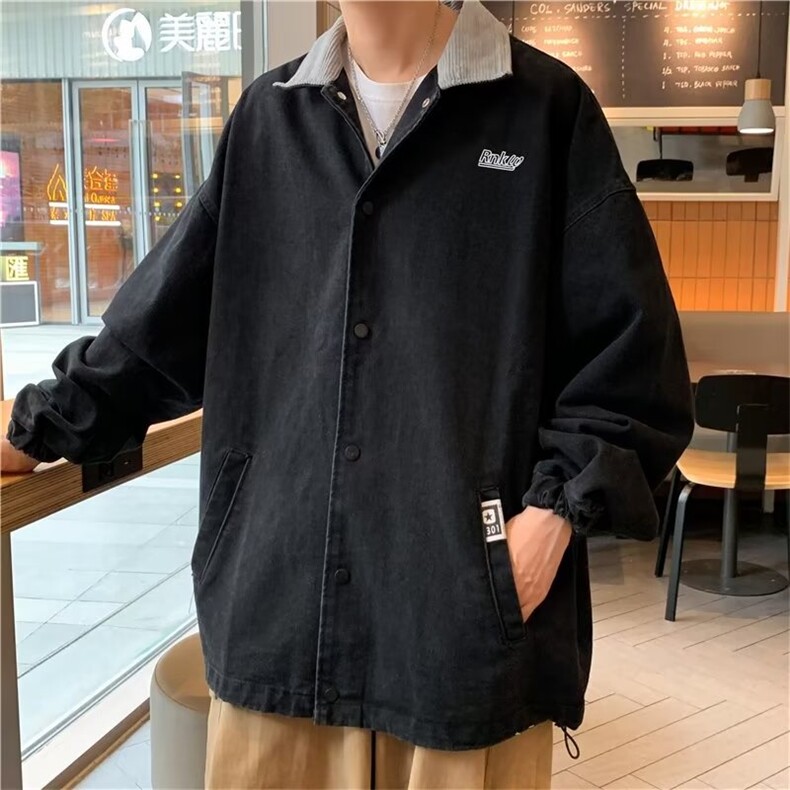 春秋外套宽松潮流外套男ins港风翻领夹克潮牌上衣  W3487-P60图片