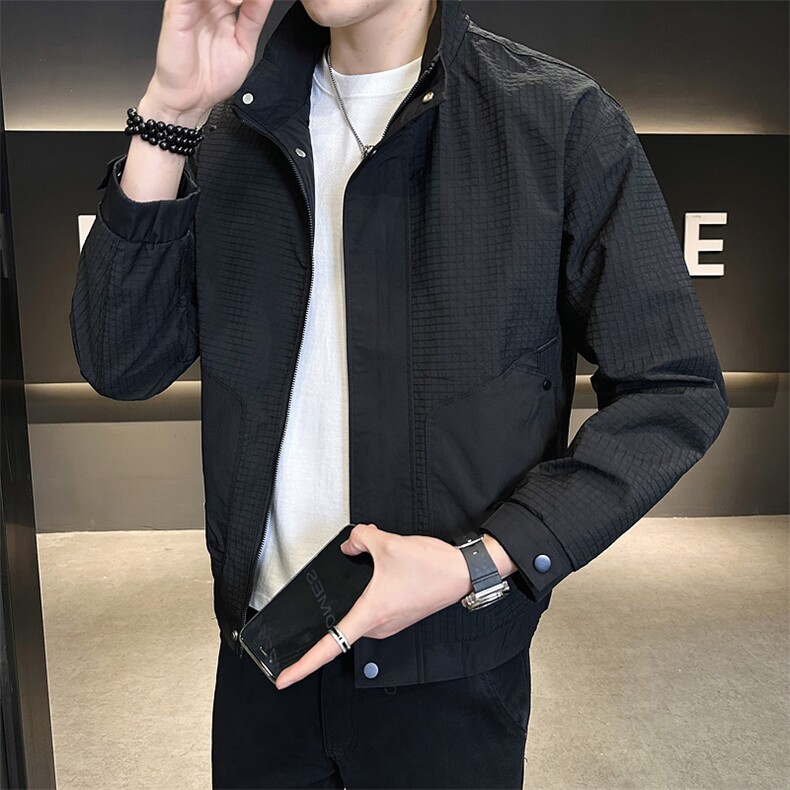 1803P105小细格立领夹克外套,男装夹克,星座414（原B263）