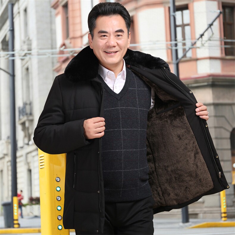 8801/P135冬季外套男中老年厚款棉袄男中长款中年棉服大毛领外套,男装棉衣,星座1216（原钱塘722）