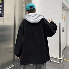 2023港风文艺假两件夹克男春秋宽松潮流长袖外套，男装夹克，星座716-2
