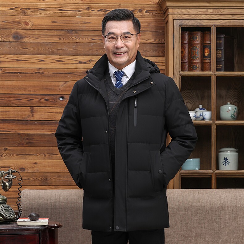 主推大货可拆卸帽中老年羽绒服外套男加厚爸爸装白鸭绒羽绒服大衣,男装羽绒服,钱塘723