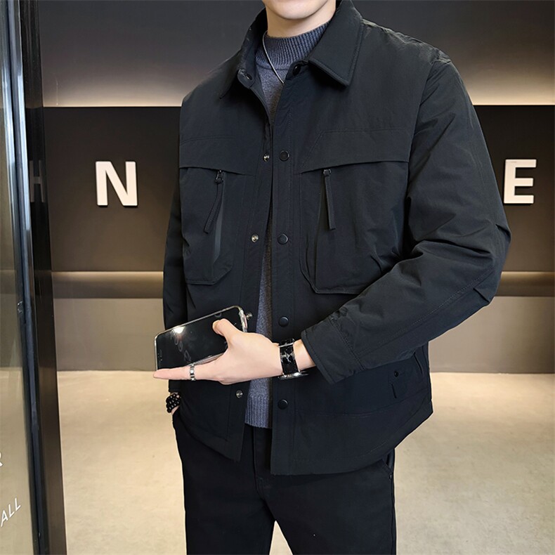 标轻薄羽绒服男工装风冬季潮流翻领短款外套男士夹克3507-P185，男装夹克，电商D327