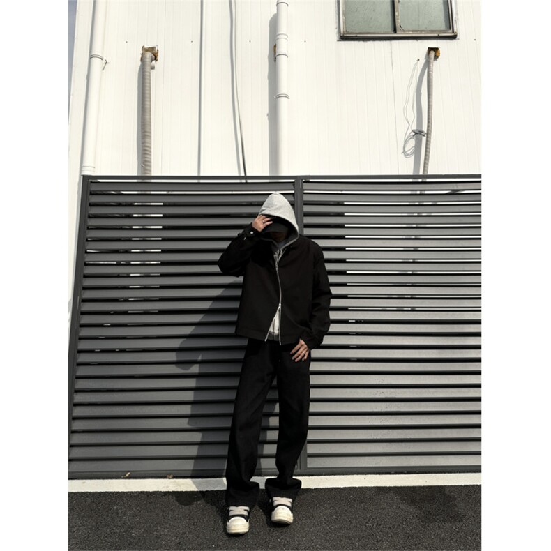 高质量~复古弯曲拉链行政西装垫肩夹克，现货！1005-FWWT09-p108,男装夹克,星座1005