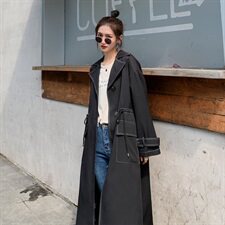 现货271-9719新款明线撞色风衣，女装风衣，浙宝271