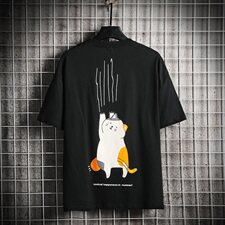 【】A003-HT1031-P30夏装可爱猫咪时尚短袖T恤网格挂拍，男装T恤，电商A003