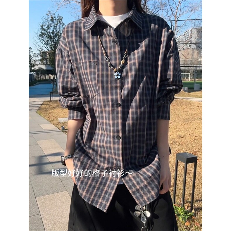 松弛感老钱风格子衬衫高级感宽松上衣外套男女C61311-TP4588,男装衬衫,电商A102