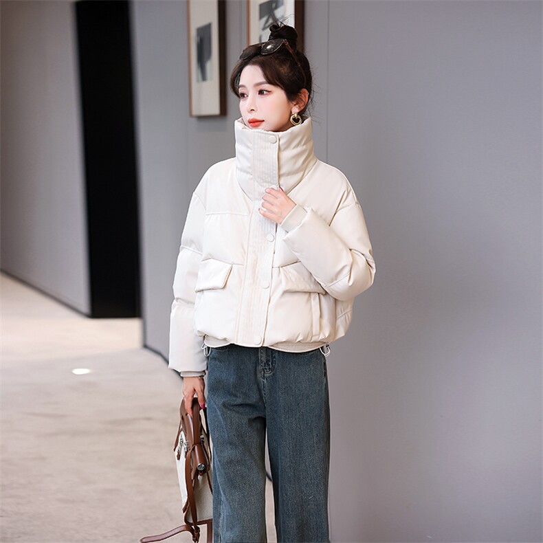 2024年冬季新款现货免洗柔软皮加厚立领面包服韩版小个子羽绒服,女装羽绒服,卡杰菲