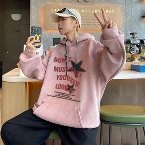 已注册港风抖音直播得物高品质宽松麂皮绒连帽卫衣W6033P48图片