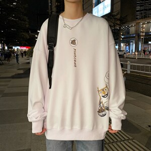 ！21春季大码日系圆领卫衣男长袖学生春装WY103P28加绒P35图片