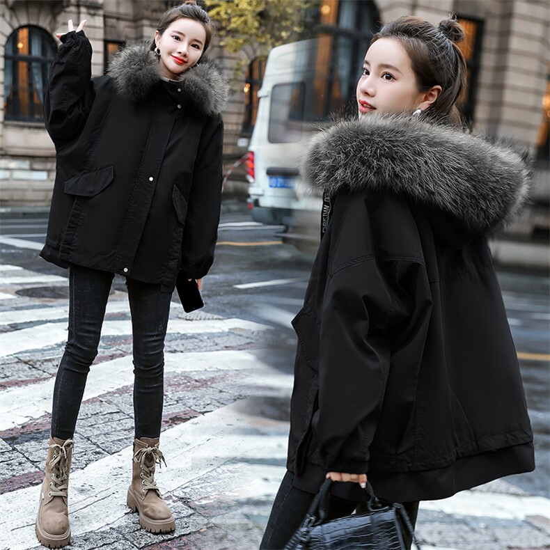 棉衣/棉服2021新款冬仿羊羔毛中长款工装带帽棉服女外套配毛领,女装棉衣/棉服,瑶迪依秀