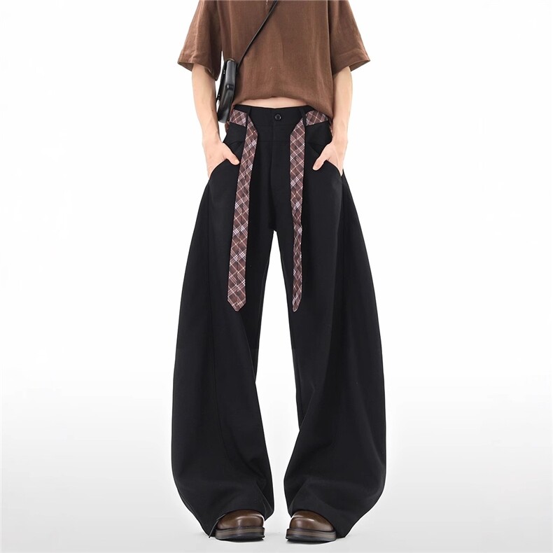 美式小众设计感西裤男女秋季设计感弯刀阔腿裤宽松K252-P45，男装西裤，星座910B