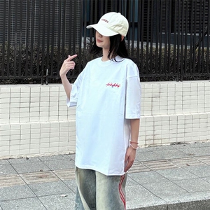 万针全刺绣工艺抖音得物高品质260克重磅纯棉双纱美式高街短袖T恤图片
