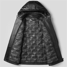 ZC2235秋冬新款羽绒服男牛皮夹克连帽外套可脱卸内胆P650，男装皮衣，电商B360