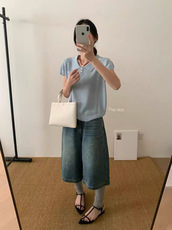 夏季新款短袖t恤女薄款圆领针织宽松百搭半袖上衣，女装T恤，斯尔特羊绒